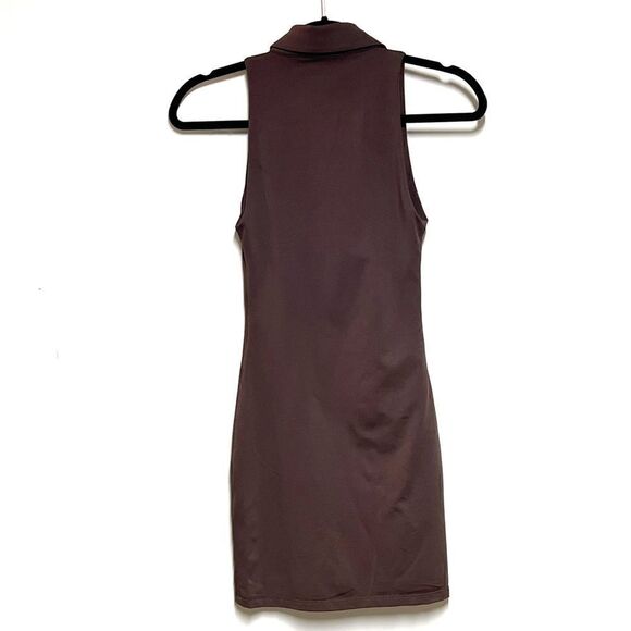 New Aritzia Babaton Sculpt knit Mocha Brown Sleeveless Polo Dress Sz XS - Picture 8 of 11